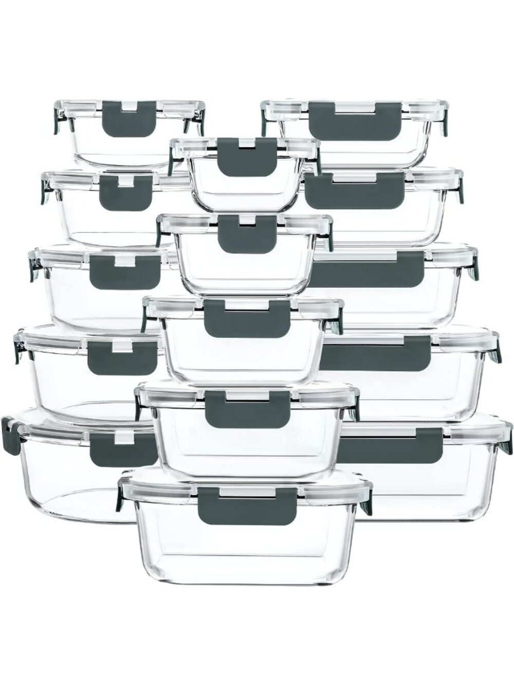 30-Piece Extra Large Glass Food Storage Containers with Lids - BPA-Free